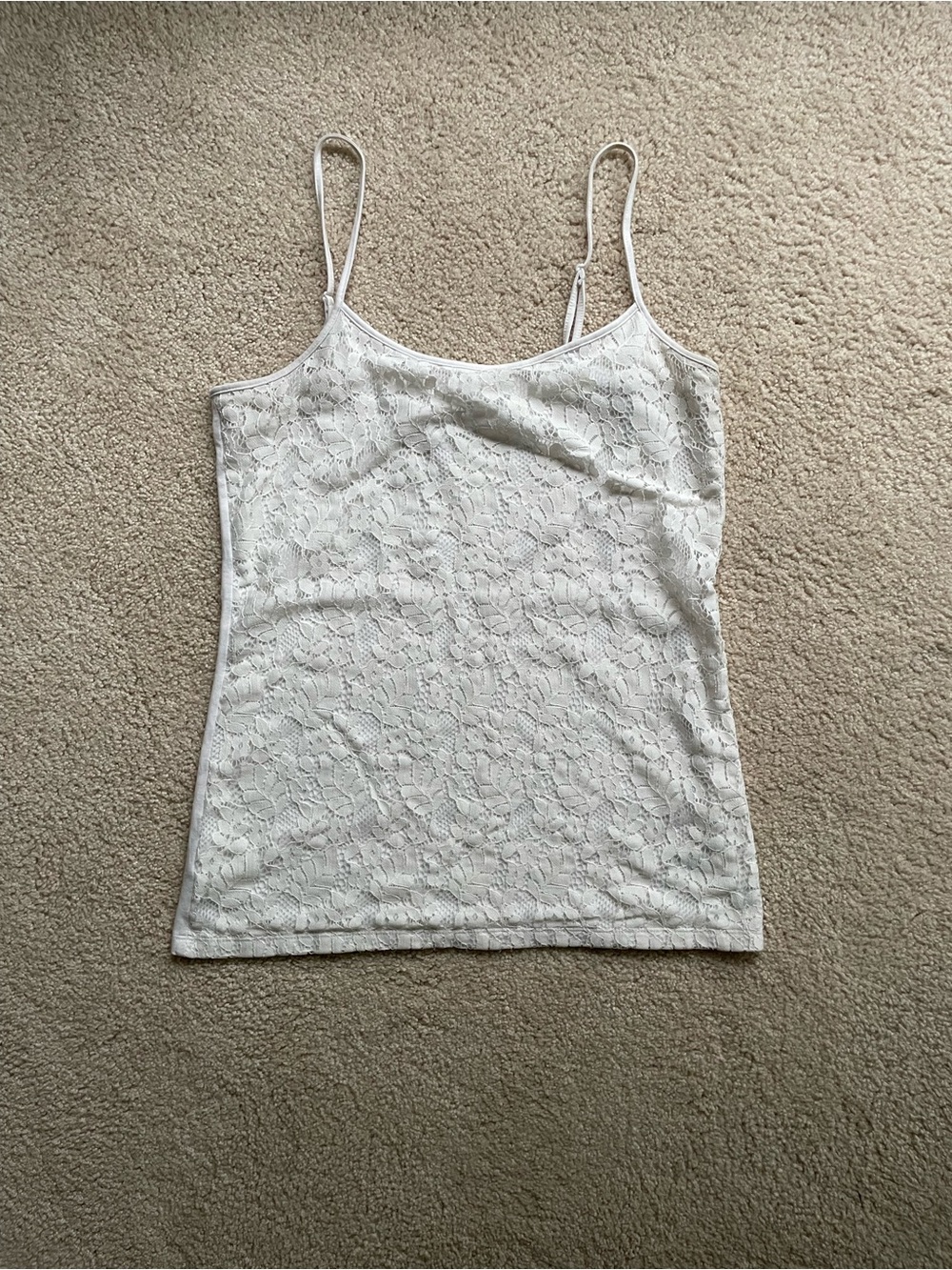 Ann Taylor Factory White Floral Lace Camisole with Adjustable Straps